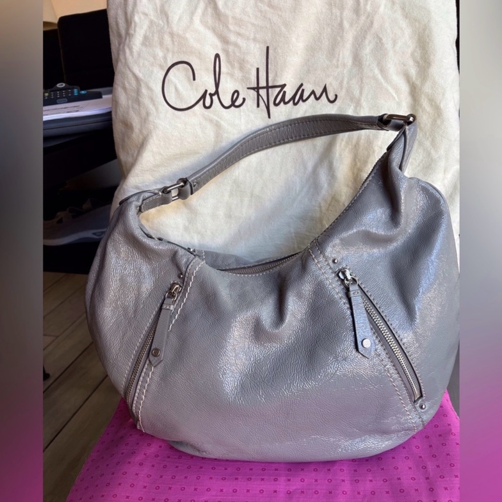 Cole Haan Silver Leather Hobo Bag